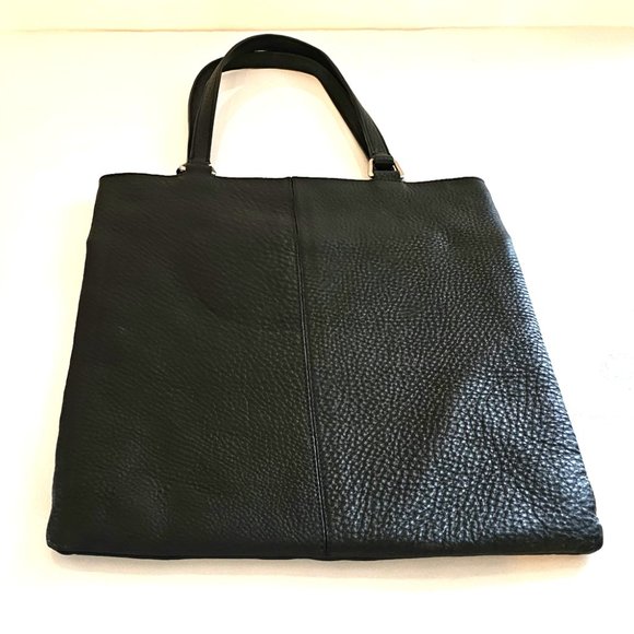 Cole Haan Marcy Tech Tote Bag Leather Slim Black Handbag - Picture 4 of 15